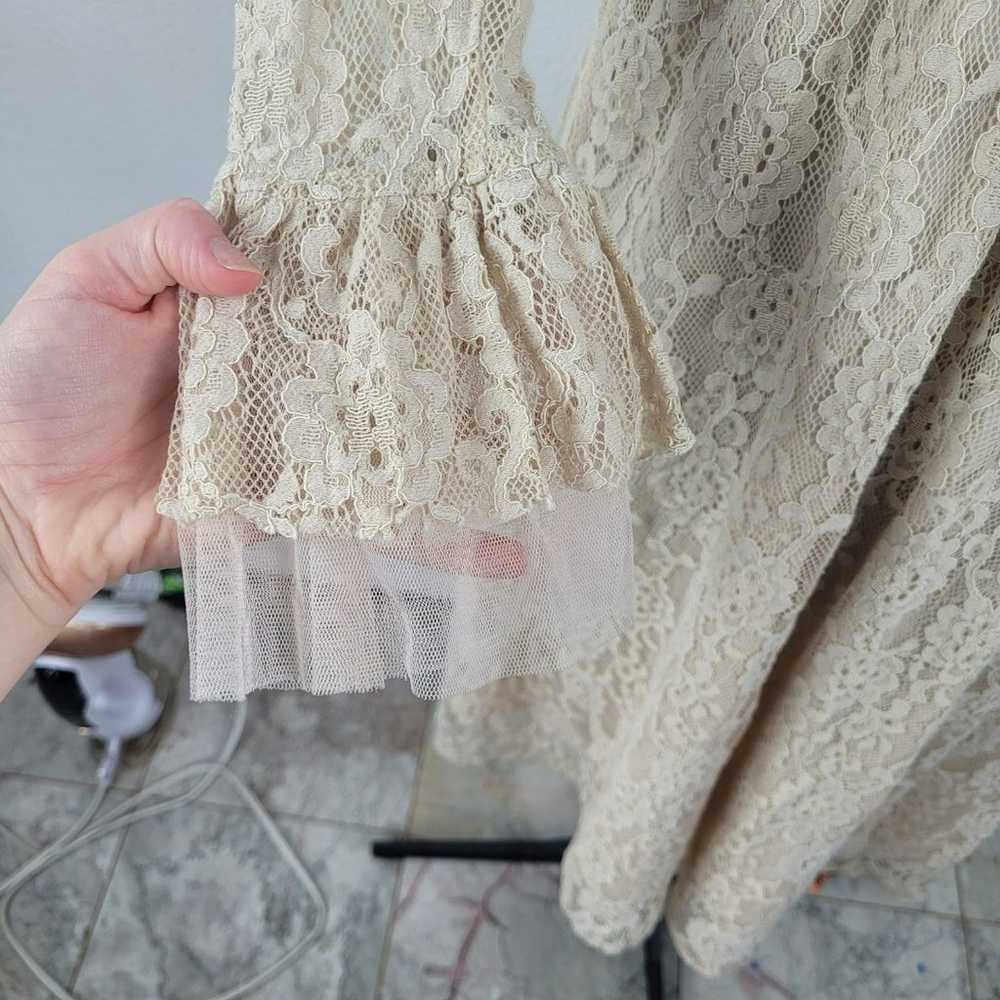 Beige Lace Midi Dress - image 6