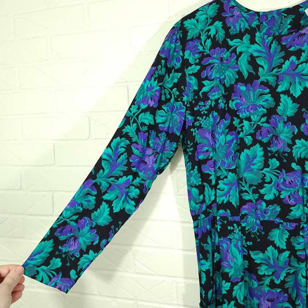 Vintage 1980's Moda Int'l Blue Green Floral Print… - image 2