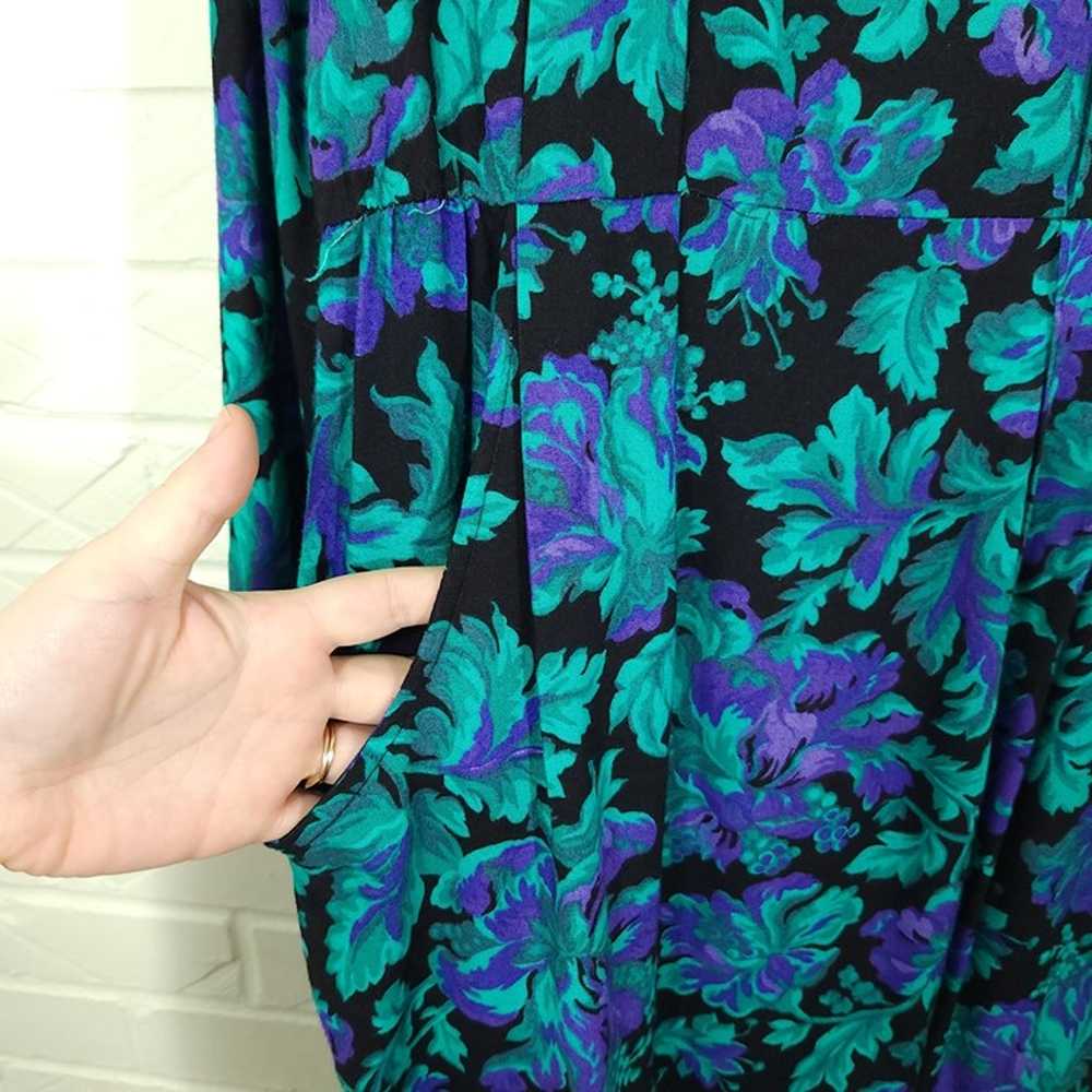 Vintage 1980's Moda Int'l Blue Green Floral Print… - image 3