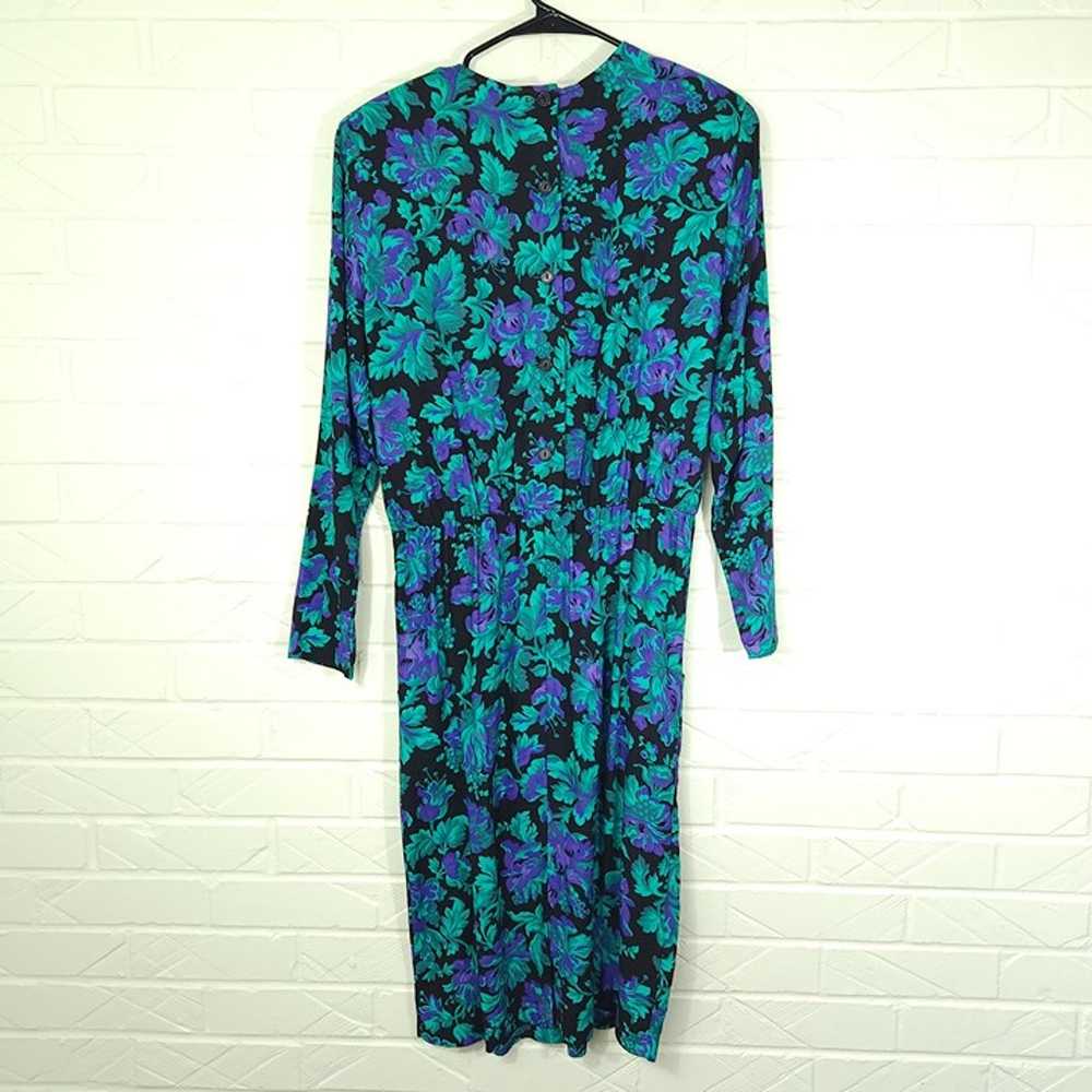 Vintage 1980's Moda Int'l Blue Green Floral Print… - image 6