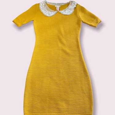 Vintage yellow ribbed Tulle brand Dress size Small - image 1