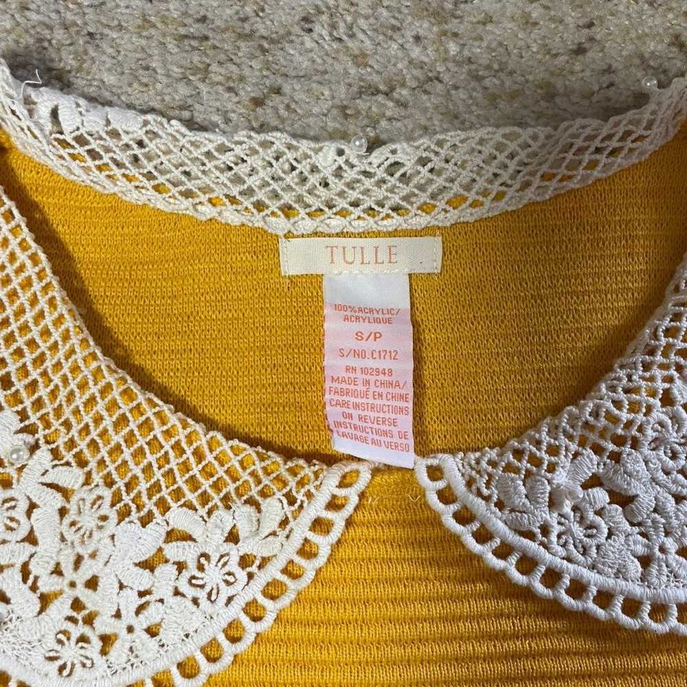 Vintage yellow ribbed Tulle brand Dress size Small - image 3