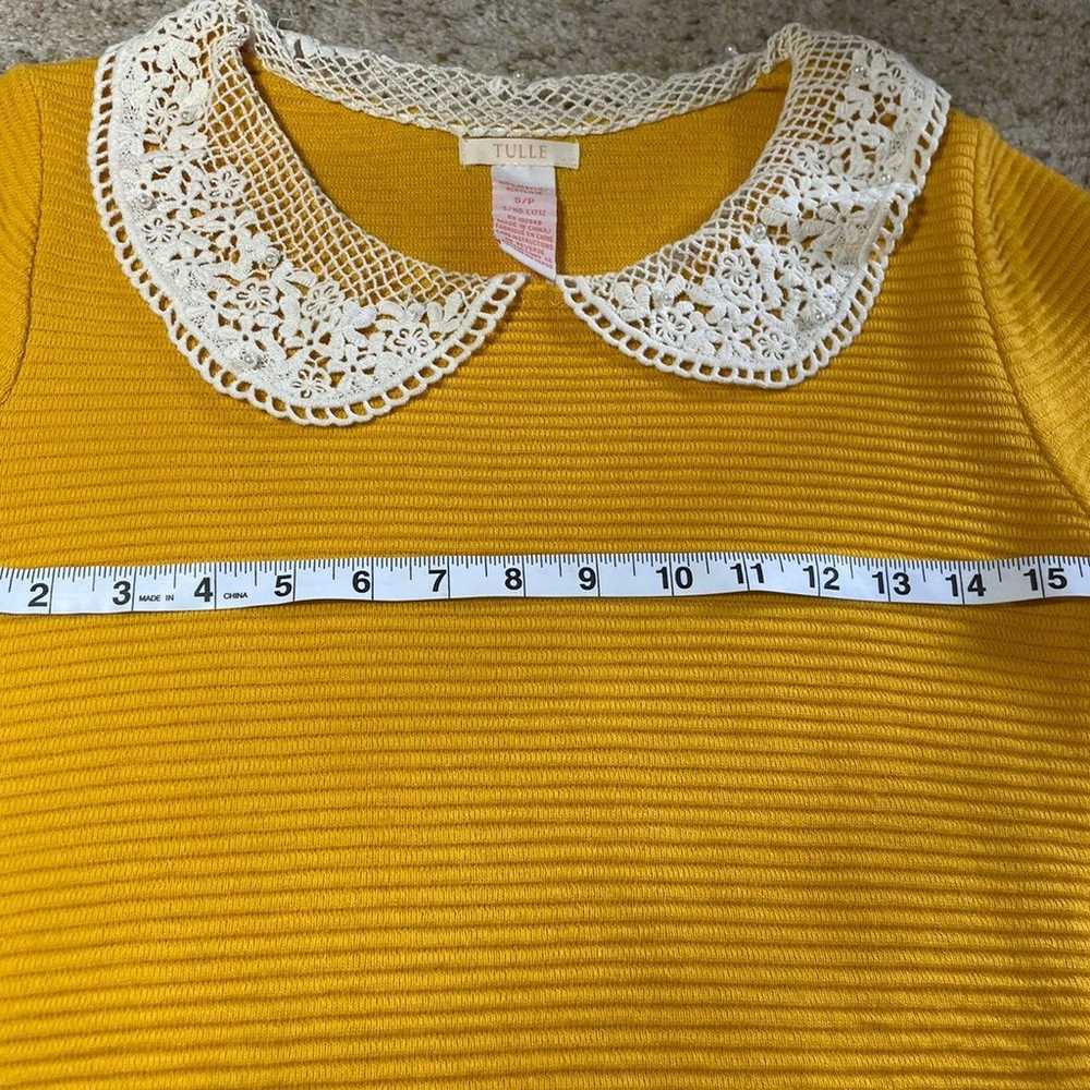 Vintage yellow ribbed Tulle brand Dress size Small - image 5