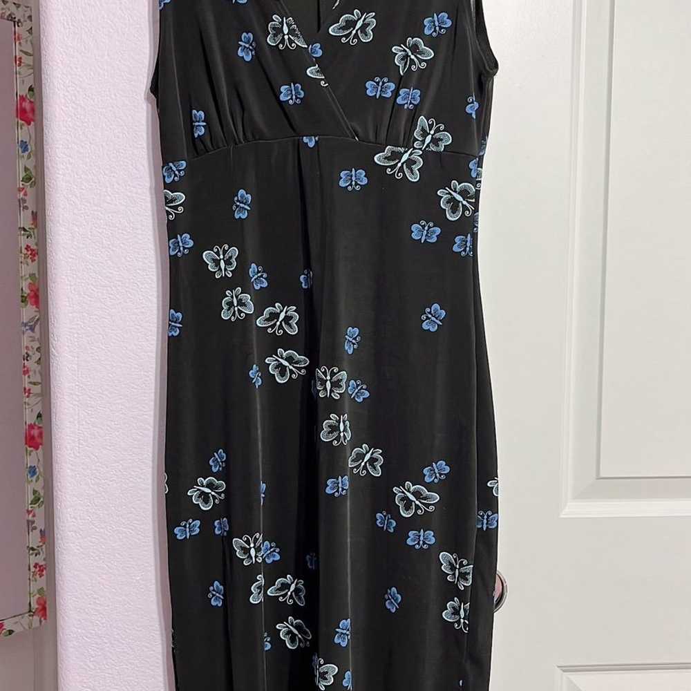 Vintage Y2K black with blue butterfly dress - image 1