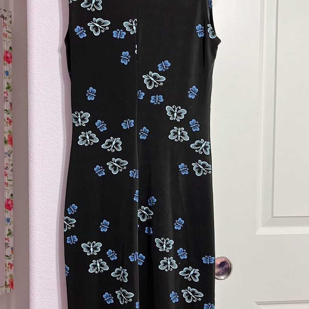 Vintage Y2K black with blue butterfly dress - image 2