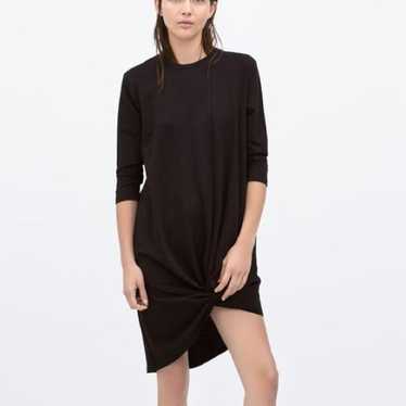 Zara l Knotted Black Shirt Dress Small