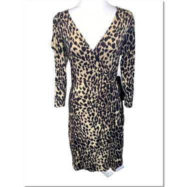 Express Long Sleeve Leopard Print Wrap Dress Size… - image 1