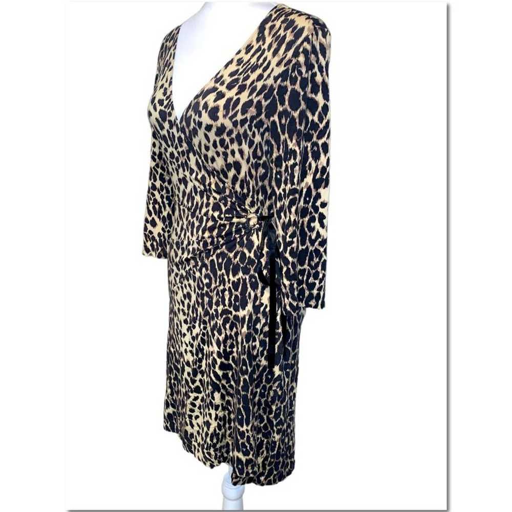 Express Long Sleeve Leopard Print Wrap Dress Size… - image 2