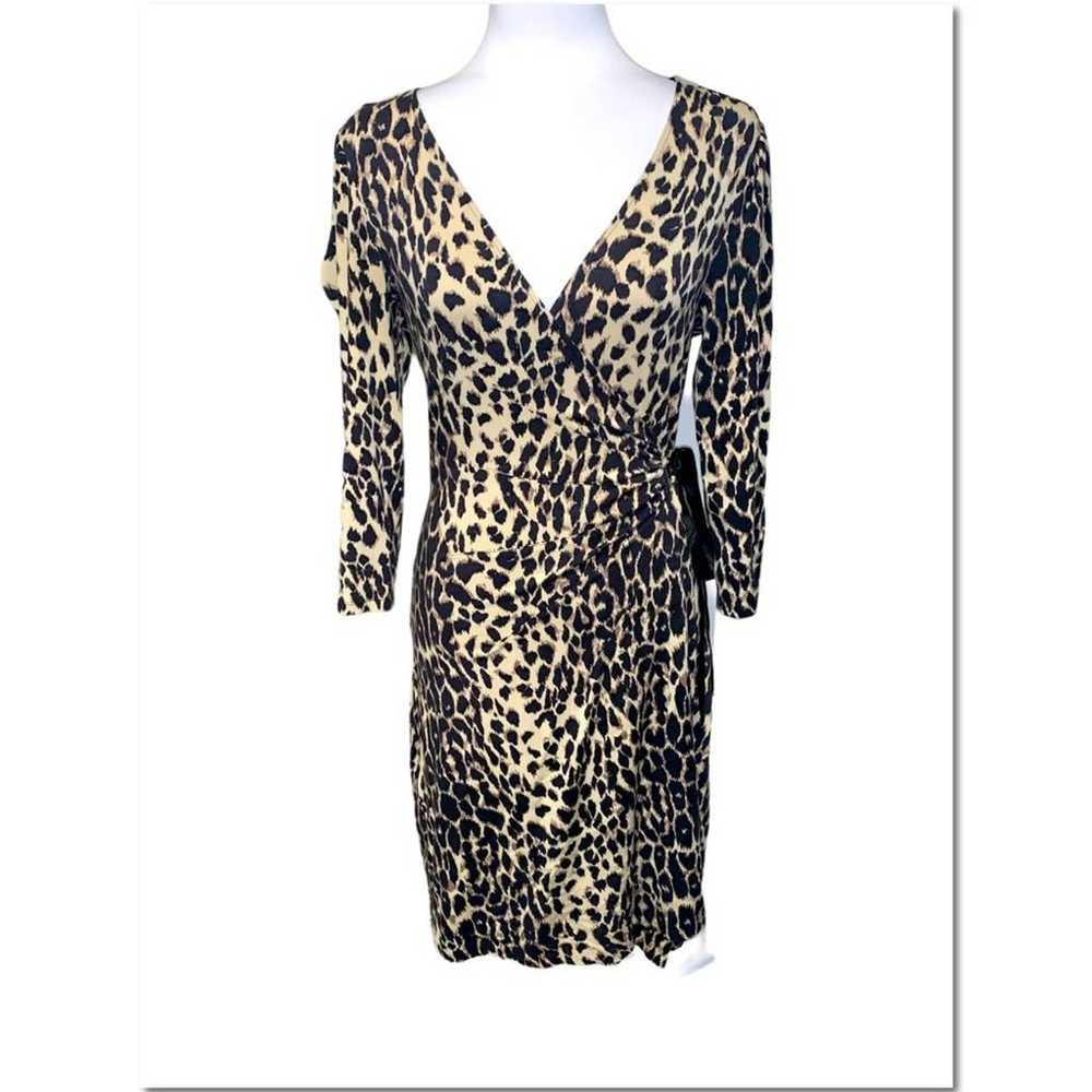 Express Long Sleeve Leopard Print Wrap Dress Size… - image 5