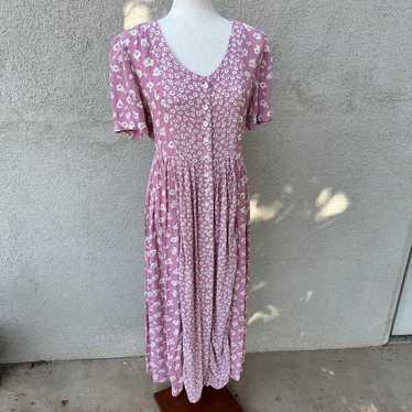 90's Vintage Karin Stevens Pink Floral Maxi Dress - image 1