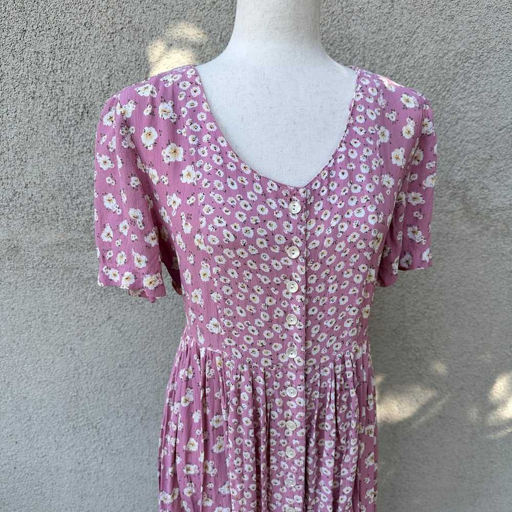 90's Vintage Karin Stevens Pink Floral Maxi Dress - image 2