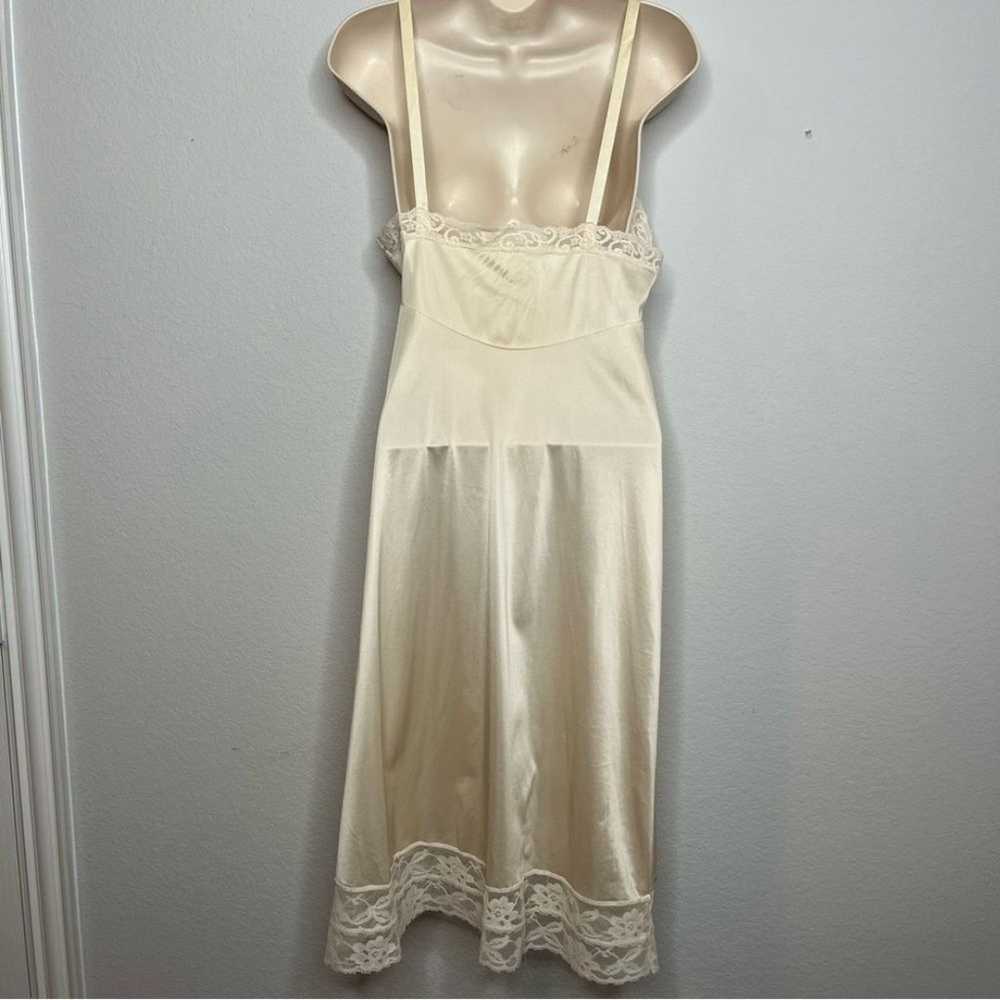 Vintage 80's Lorraine Slip Dress S Tan Lace Trim … - image 5