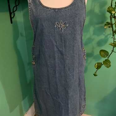 Vintage denim jumper dress womens S