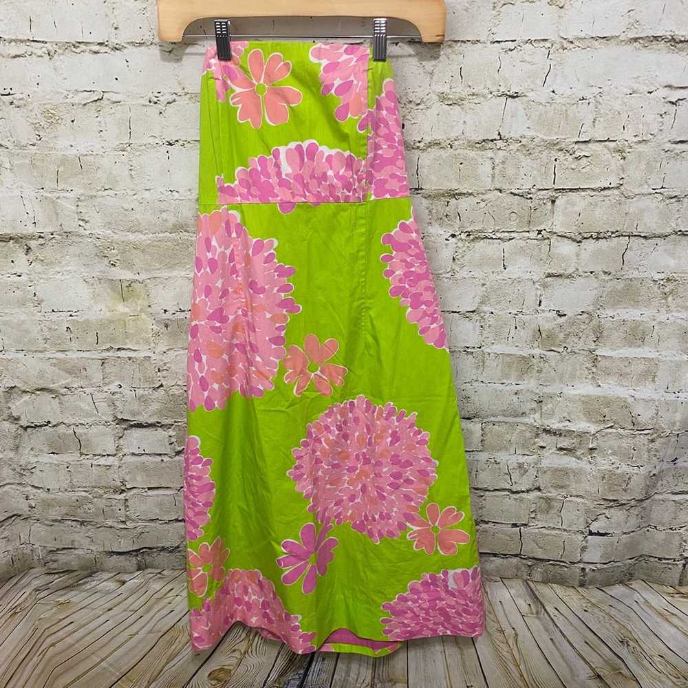 Vintage Lilly Pulitzer Pink Green Floral Print St… - image 1