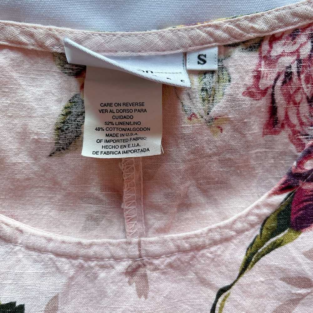 Vintage Hot Cotton Pink Floral Linen Blend Maxi D… - image 5