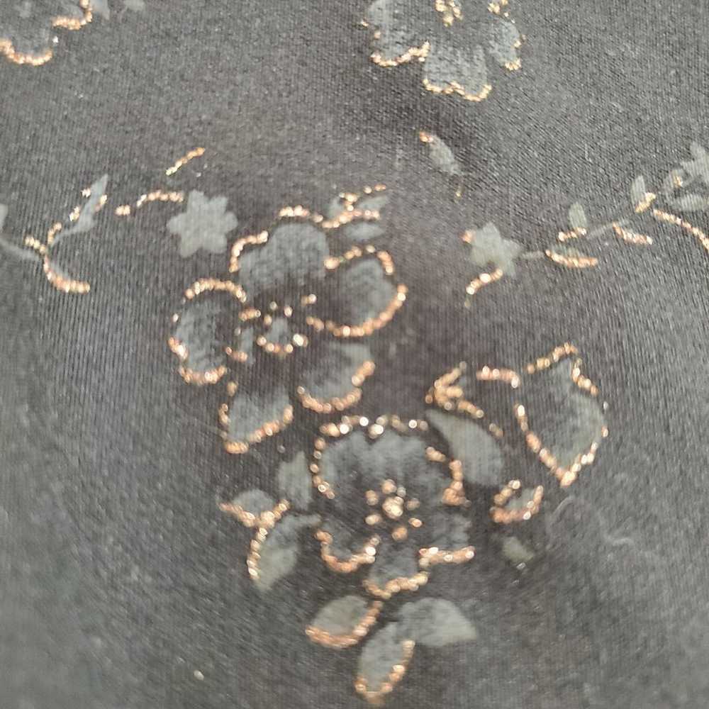 CDC Black Floral Copper Glitter Sleeveless Vintag… - image 4