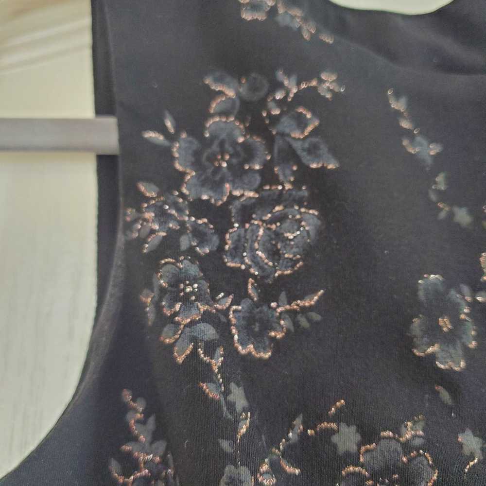 CDC Black Floral Copper Glitter Sleeveless Vintag… - image 5