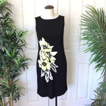 Vintage 90s Casual Corner Small Black Floral Sheat