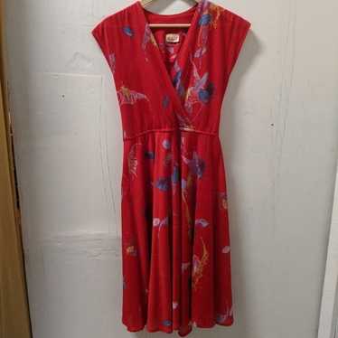 Vintage Wrap Front Midi Dress