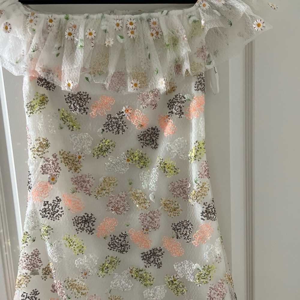 Sparkling floral embroidered mini dress - image 1