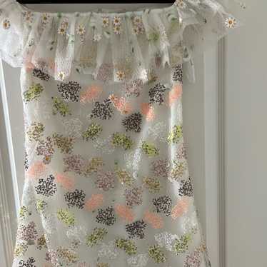 Sparkling floral embroidered mini dress