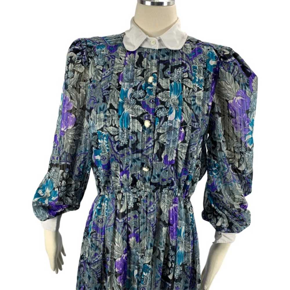 Leslie Fay 6 Vintage Dress Floral Granny Modest - image 2