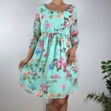 Vintage Y2K Style Pink Blush Floral Turquoise Bab… - image 1