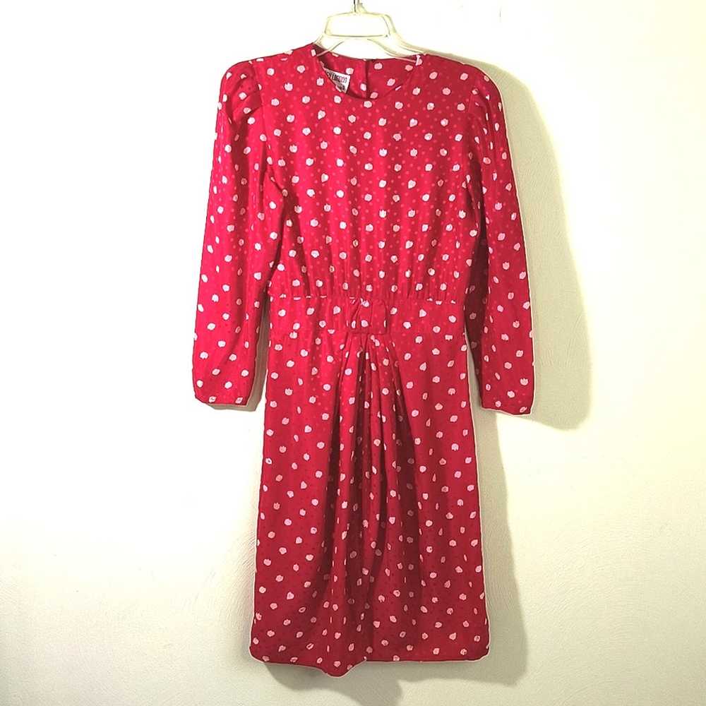 Maggie London Silk Dress Women's Size 6 Red Polka… - image 10