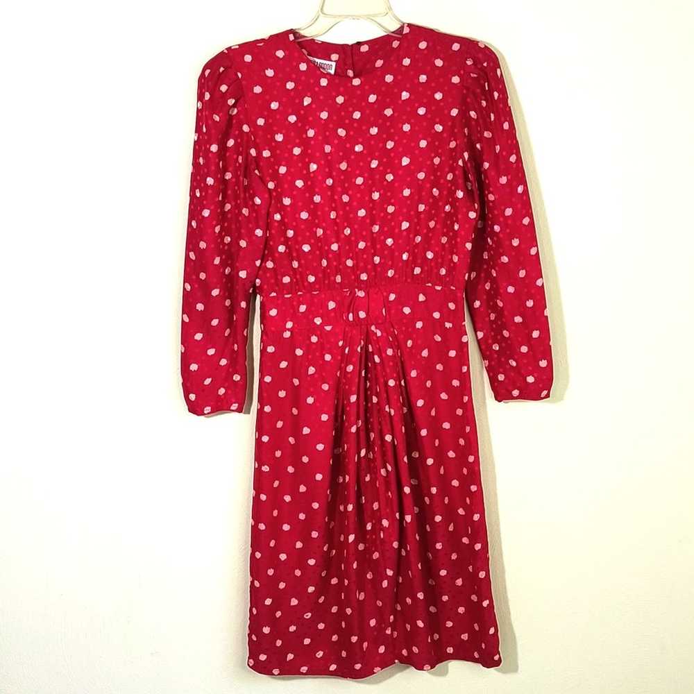 Maggie London Silk Dress Women's Size 6 Red Polka… - image 12