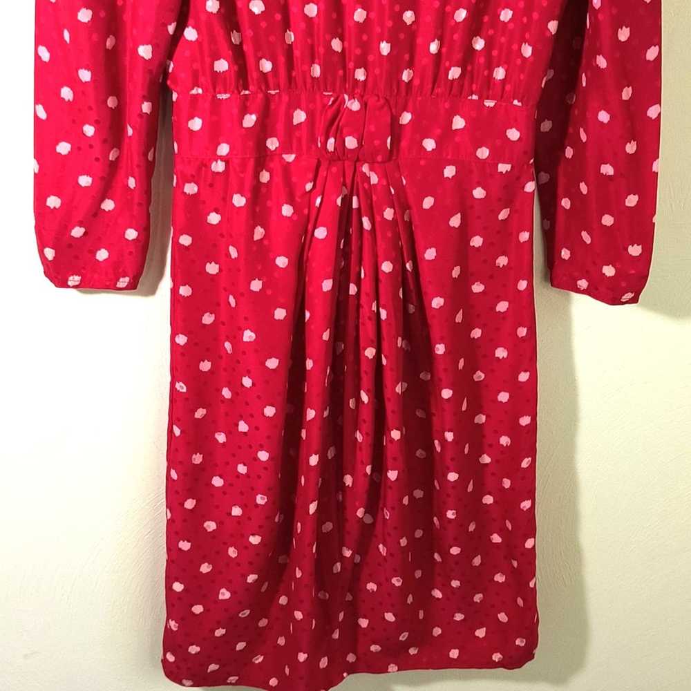 Maggie London Silk Dress Women's Size 6 Red Polka… - image 5