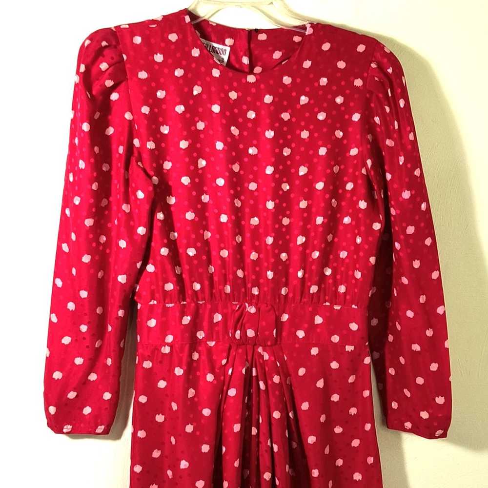 Maggie London Silk Dress Women's Size 6 Red Polka… - image 9