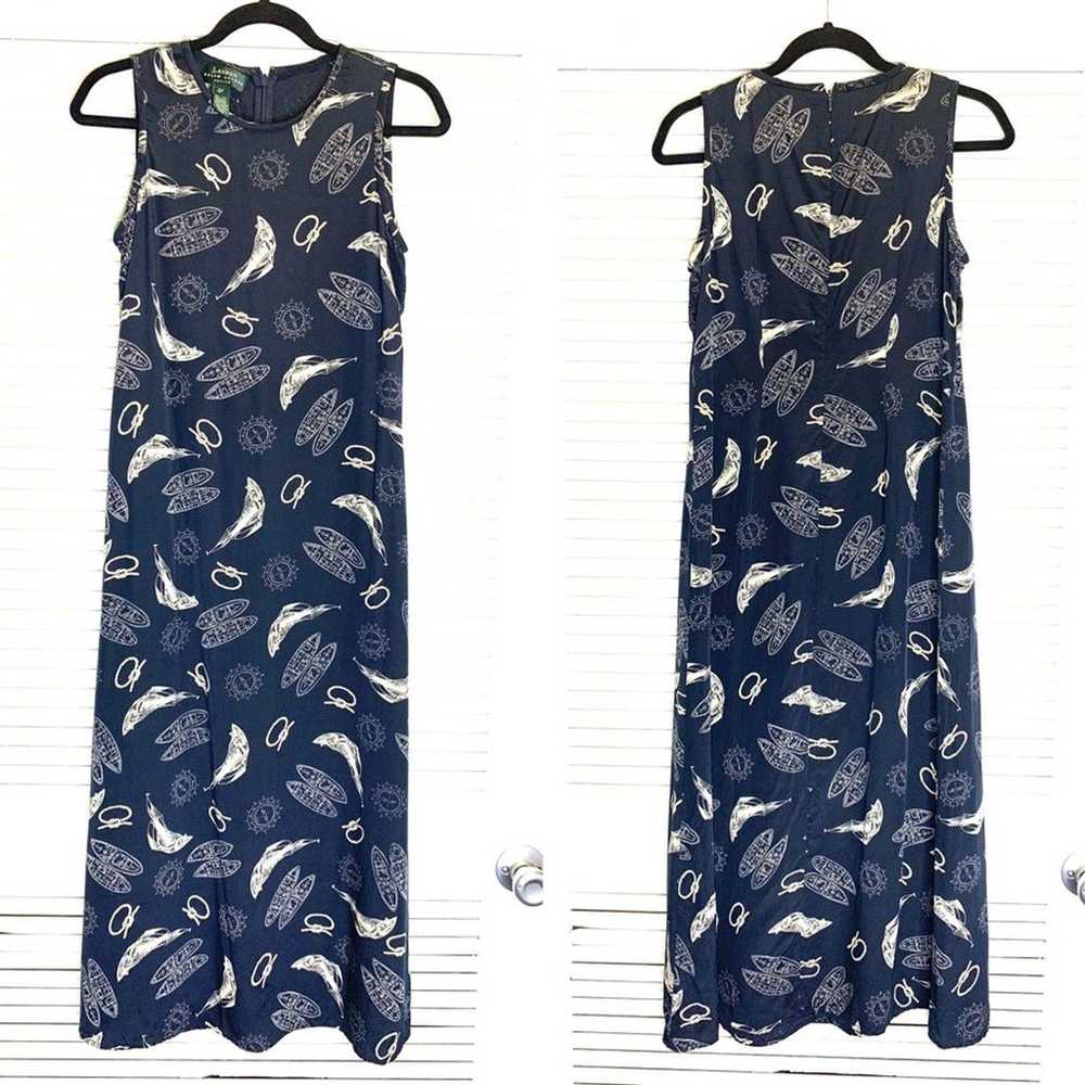 Vintage Ralph Lauren Nautical Silk Dress - image 2