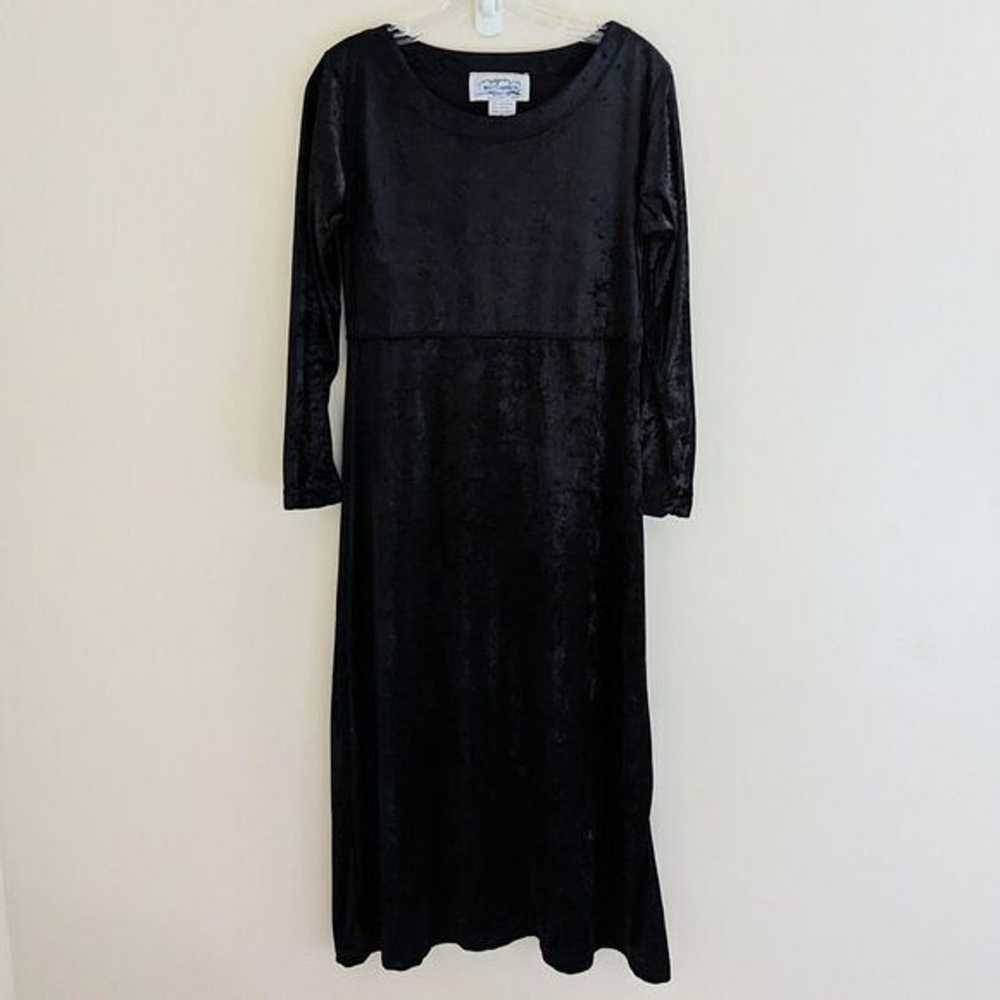 Vintage Dress Womens Sz S Black Crushed Velvet Lo… - image 1