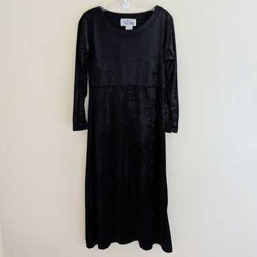 Vintage Dress Womens Sz S Black Crushed Velvet Lo… - image 1