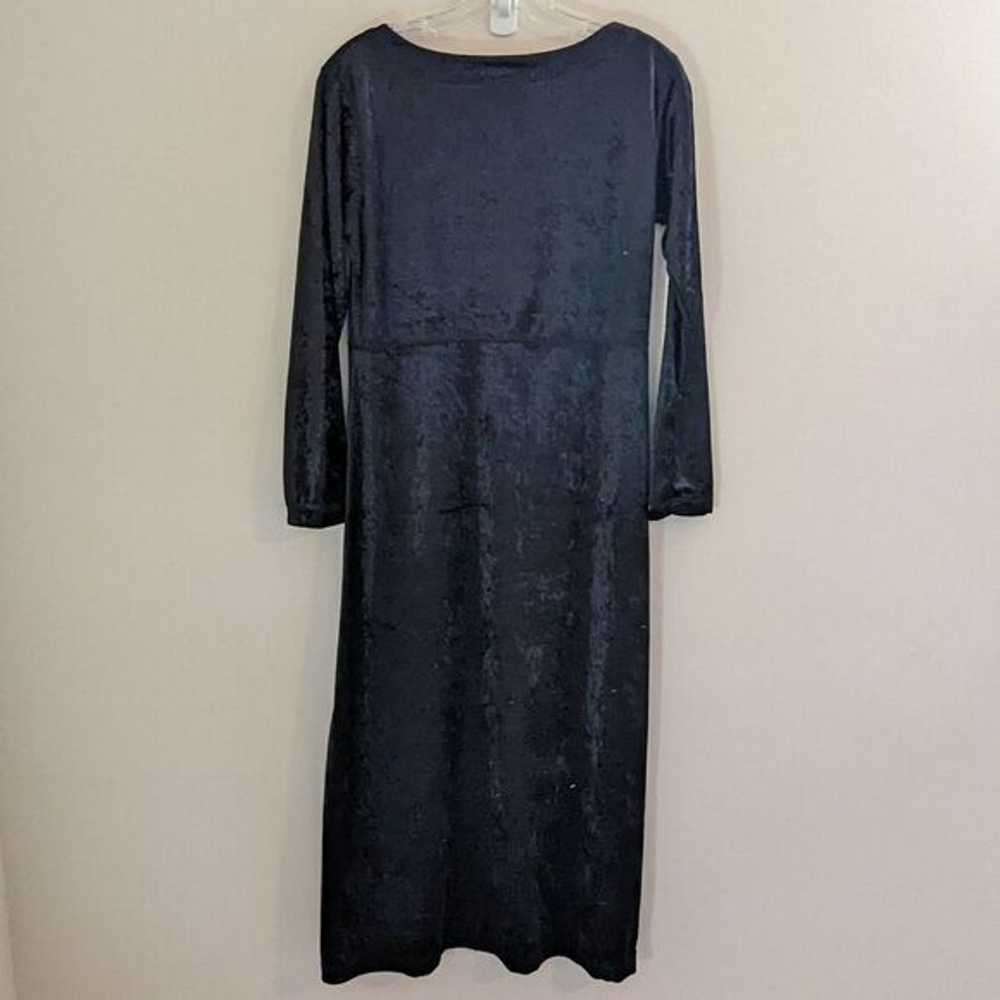 Vintage Dress Womens Sz S Black Crushed Velvet Lo… - image 2