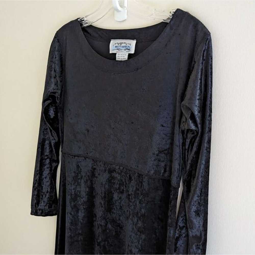 Vintage Dress Womens Sz S Black Crushed Velvet Lo… - image 4