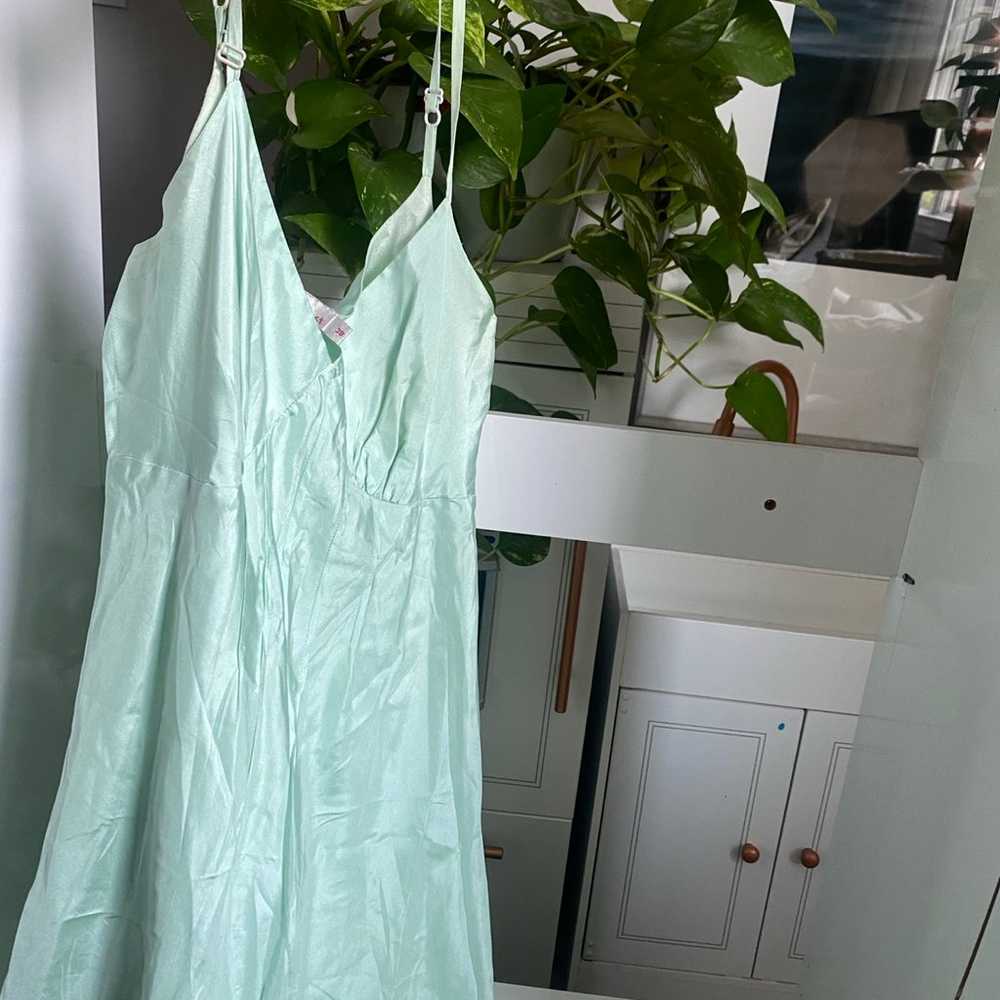 Mint green silk Stella Forest dress long gown - image 1