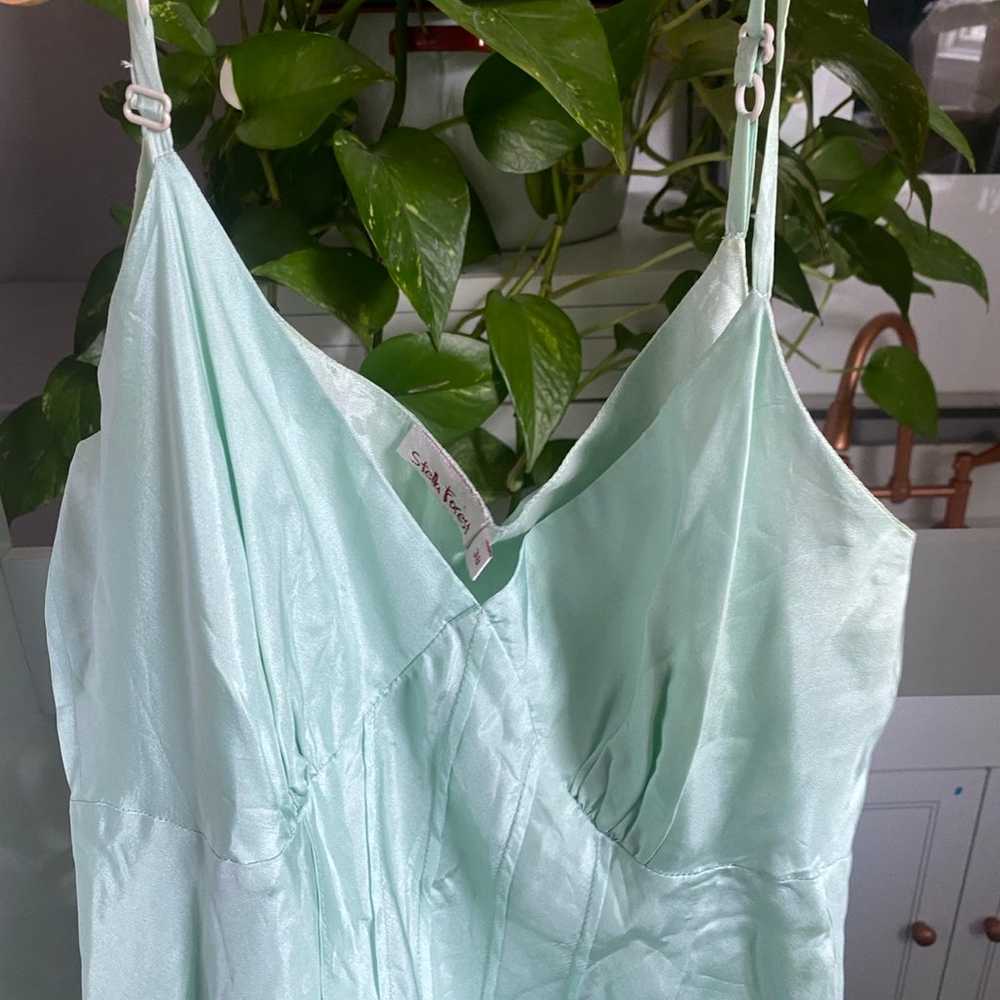 Mint green silk Stella Forest dress long gown - image 2