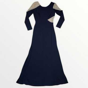 Vintage Prom Wedding Evening Long Dress Navy Gown… - image 1