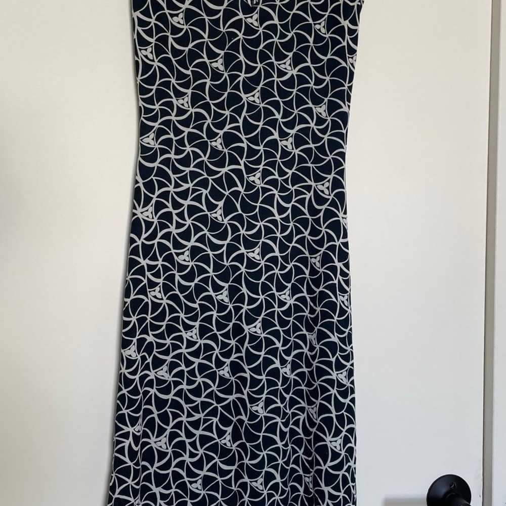 Diane Von Furstenburg Navy & White Midi Silk Dres… - image 4