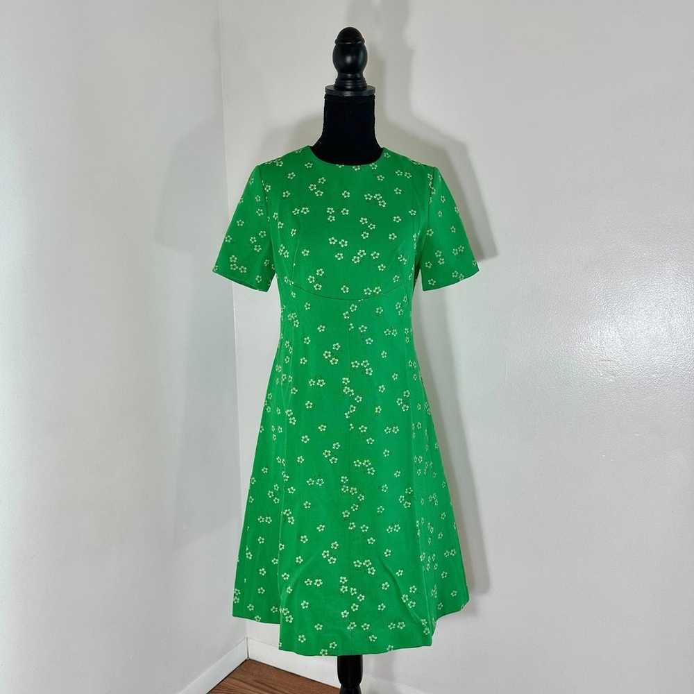 Vintage green 1960s floral dress - image 2