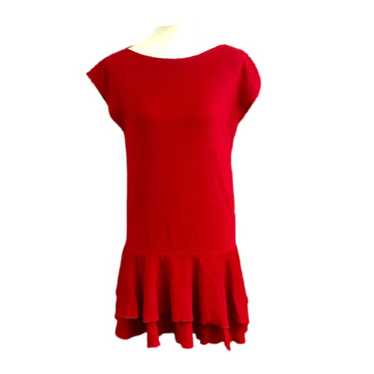 Vintage 70s Red Drop Waist Mini Dress