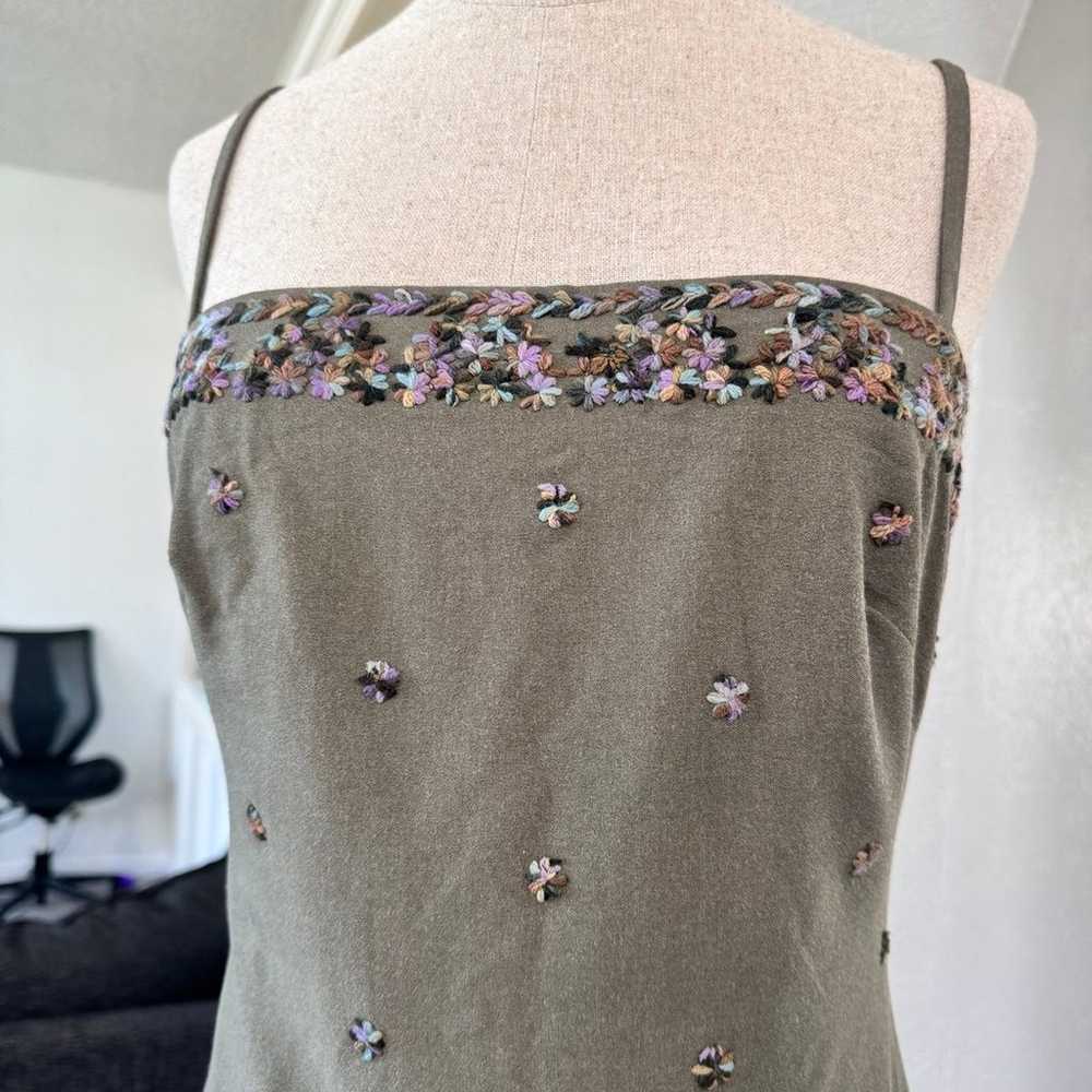 Vintage Laundry Shelli Segal Olive Embroidered Dr… - image 6