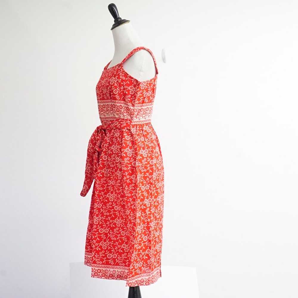 Vintage 70s Red White Boho Print Sleeveless Midi … - image 4