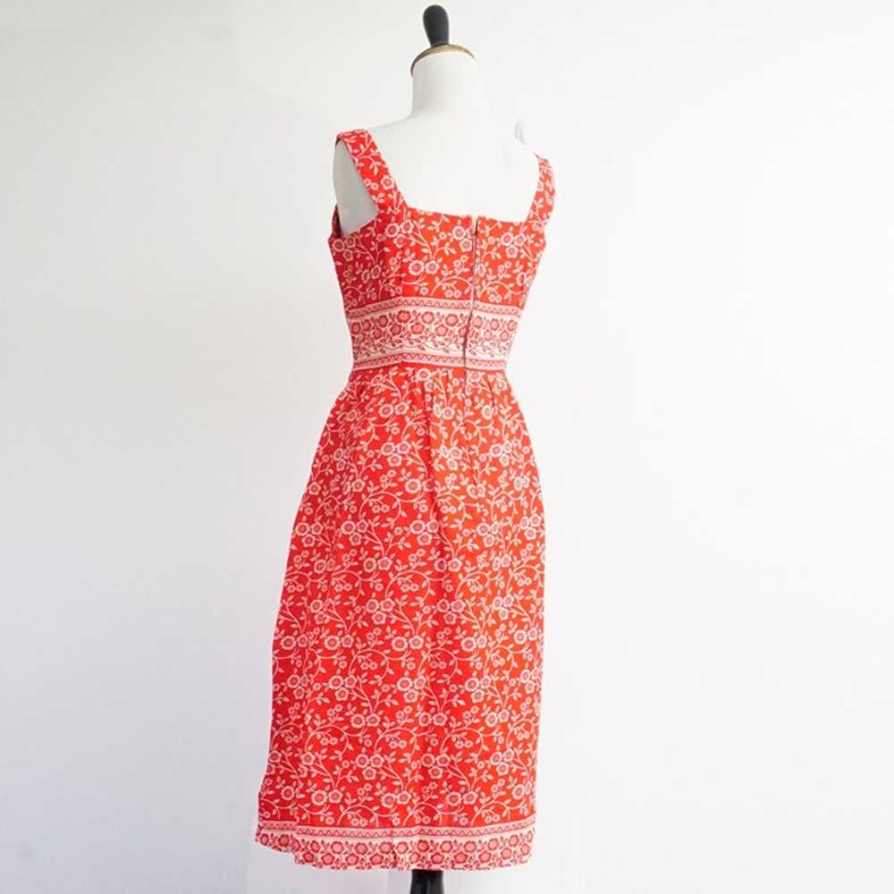 Vintage 70s Red White Boho Print Sleeveless Midi … - image 5