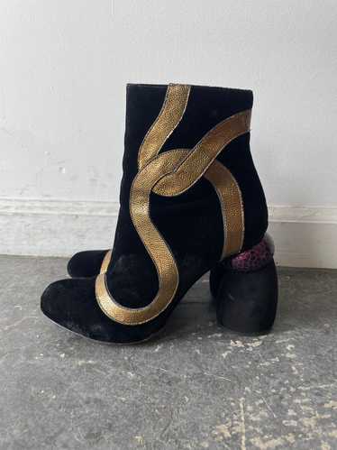 Dries van Noten Black Velvet Gold Horse Hoof Booti