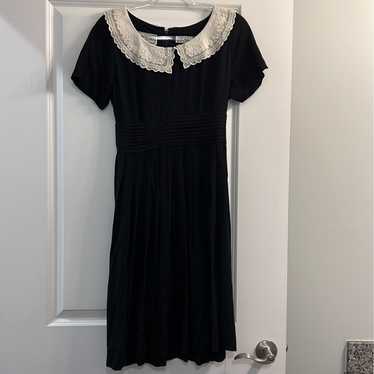 Vintage Karin Stevens Black dress with white coll… - image 1