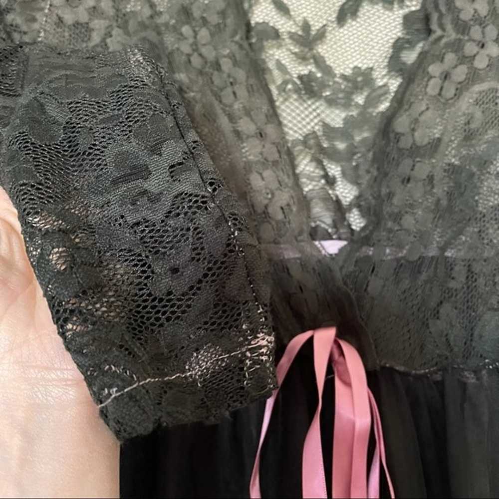 Vintage sheer grey black long sleeve lace sexy ad… - image 8