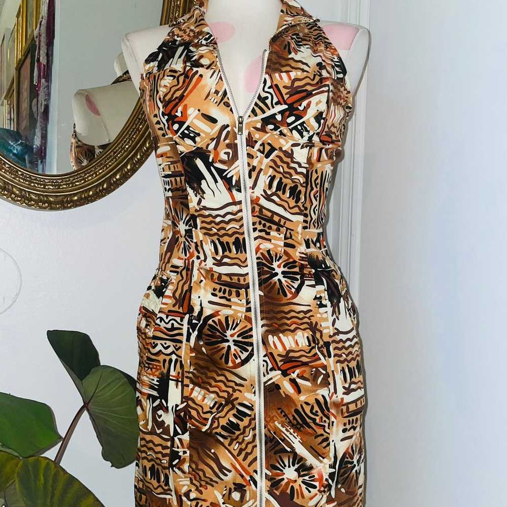 Alyn Paige Vintage 00s Tribal Print Front Zip Min… - image 1