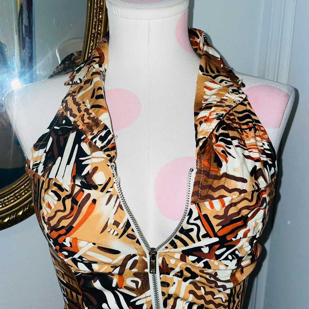 Alyn Paige Vintage 00s Tribal Print Front Zip Min… - image 5